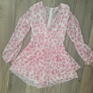 Floral Pink and White Romper